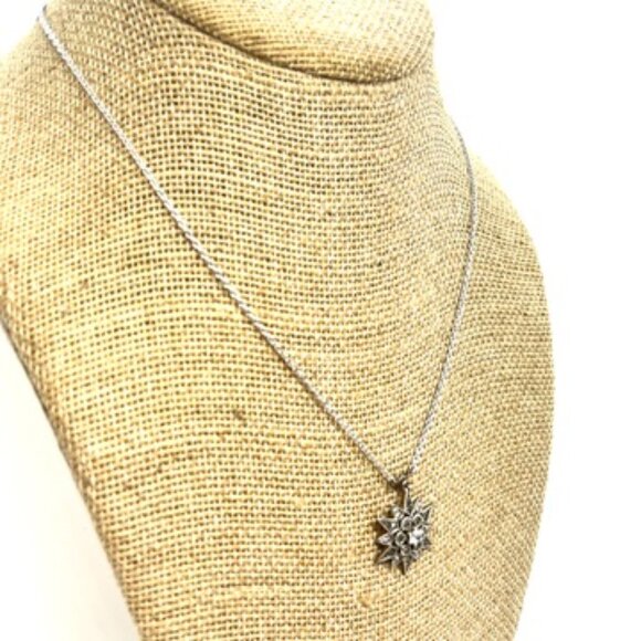 JUDITH JACK 925 MARCASITE STARBURST NECKLACE STERLING SILVER CZ SUN PENDANT - Picture 4 of 16